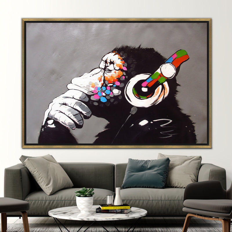 Abstract Artwork, Gorilla Canvas Art, Graffiti Monkey Canvas Art, Banksy Canvas Art, Street Wall Art, Banksy Monkey Art,