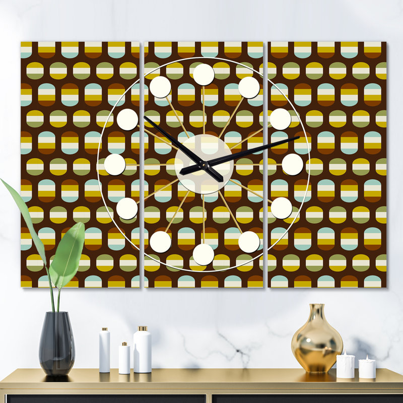 Horloge murale surdimensionnée rétro pois à points Mid-Century