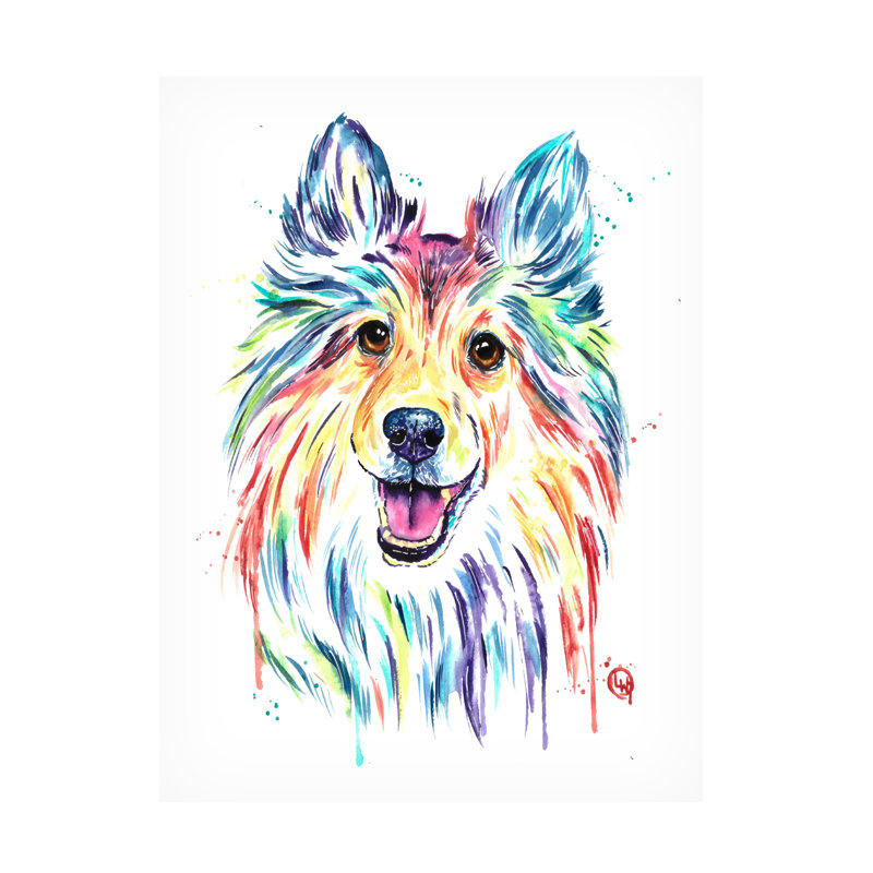 Lisa Whitehouse Sheltie, art sur toile, H 19 po x l 14 po