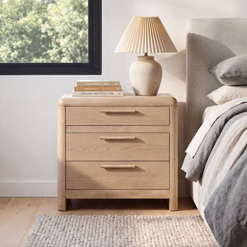 Furano Three Drawer Wood 28" Nightstand