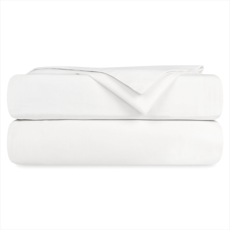 Sheet Sets 100% Organic Cotton Percale Weave Sheet, 400 Thread Count GOTS Certified, Smooth & Moisture-Wicking, White