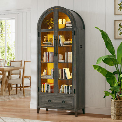 Arched Storage Display Cabinet With Led Lights, Adjustable Brightness & Smart Human Induction by Wrought Studio