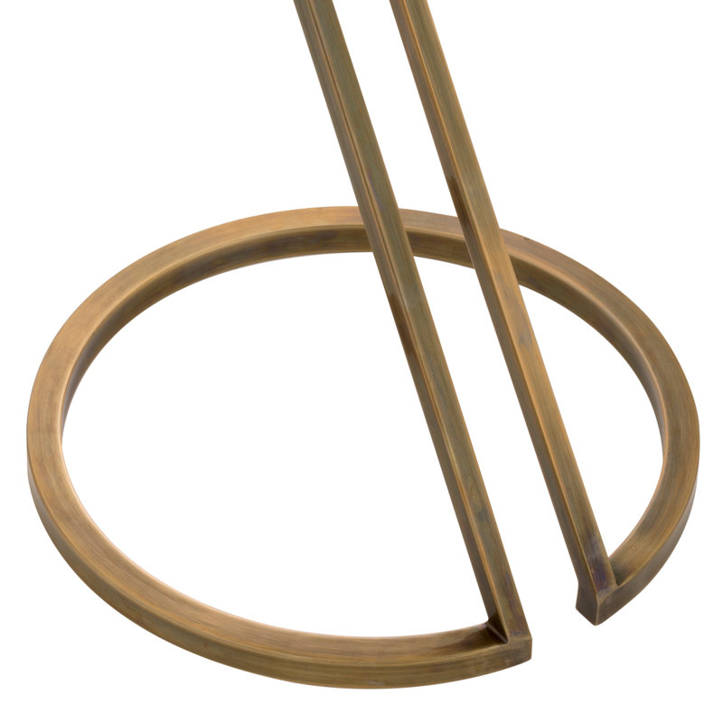 Falcone Glass Top End Table, Vintage Brass