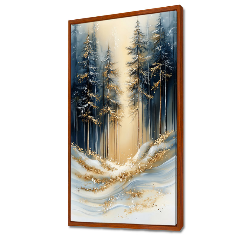 «Blue Gold Anwen III», décoration murale paysage bleu, impressions encadrées Moody, H 40 po x l 20 po, Cadre flottant brun