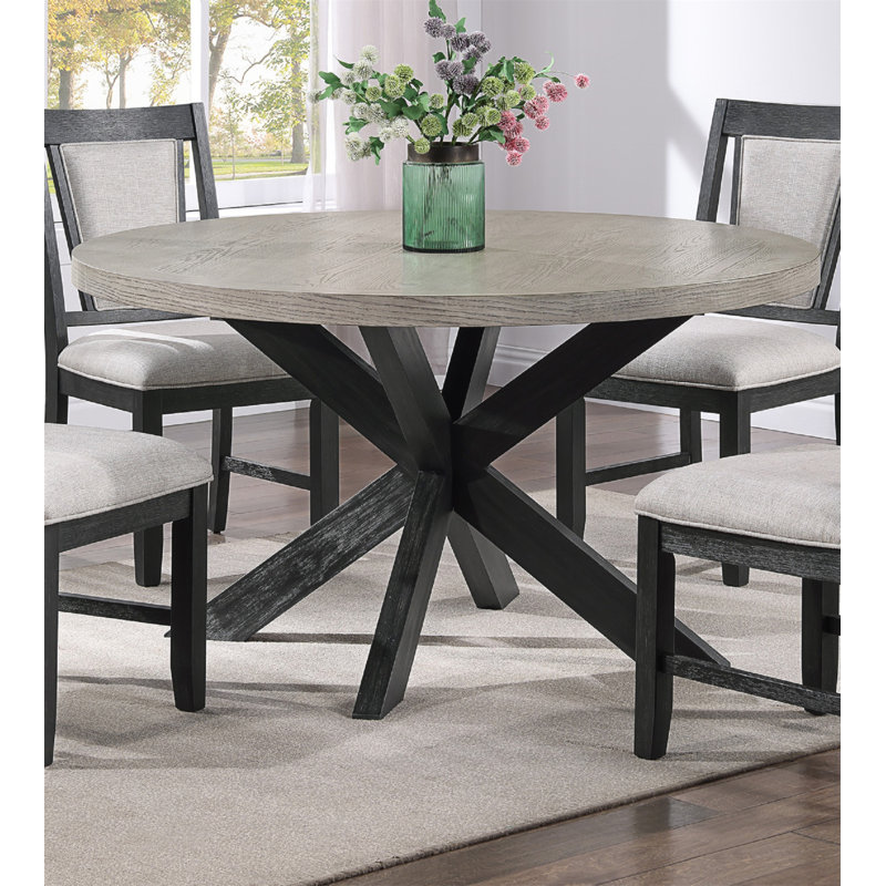 Table de salle à manger ronde 1pc, Brun / gris anthracite