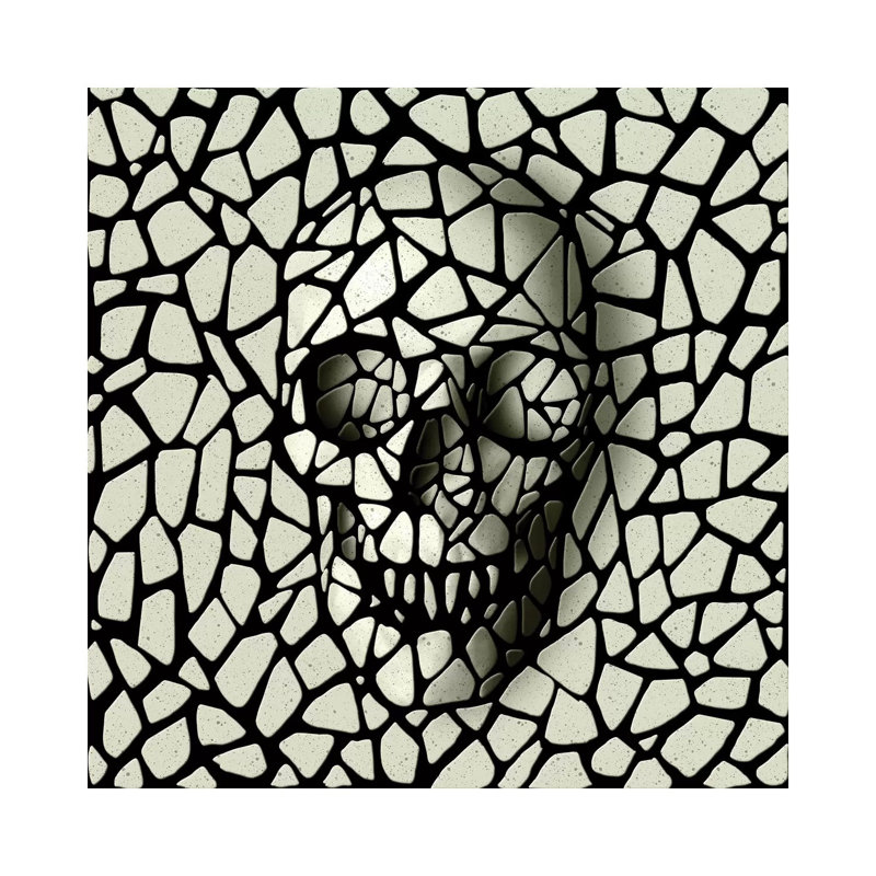 «Mosaic Skull Mono» par Ali Gulec, impression sur toile tendue, H 12 po x l 12 po x P 0,75 po, Toile tendue
