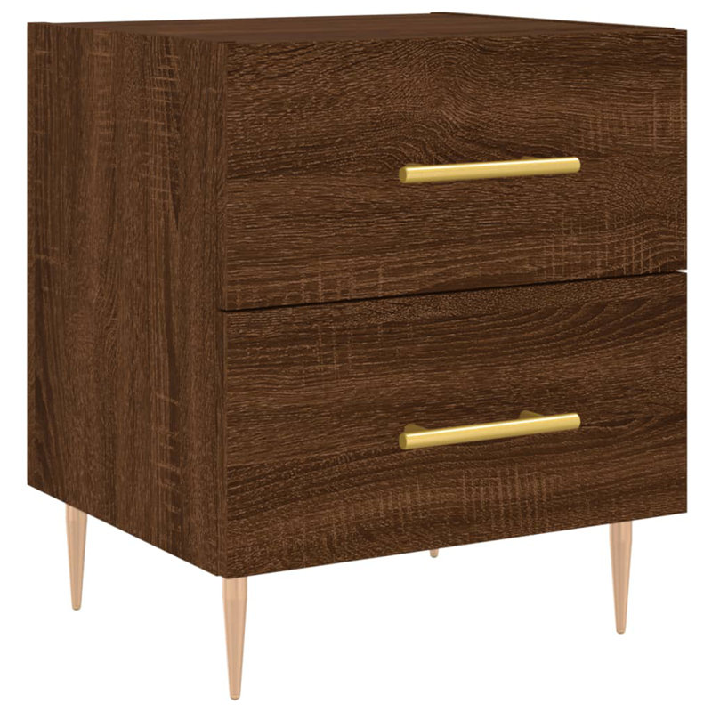 40cm W Iron Bedside Table, Smoked Oak, Individual