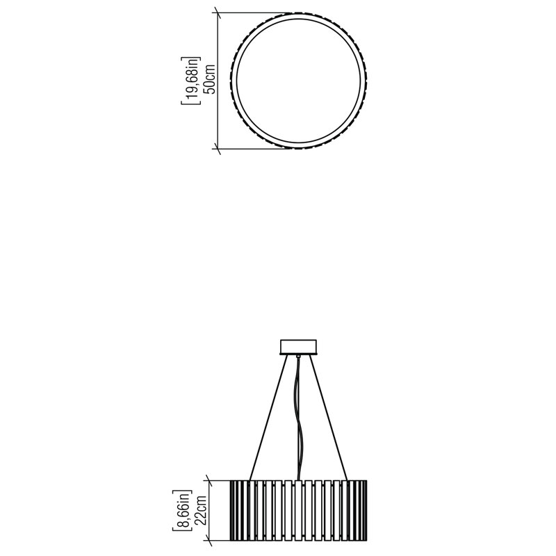 1 - Light LED Chandelier, Imbuia, 8.58" H x 19.5" W x 19.5" D, Yes