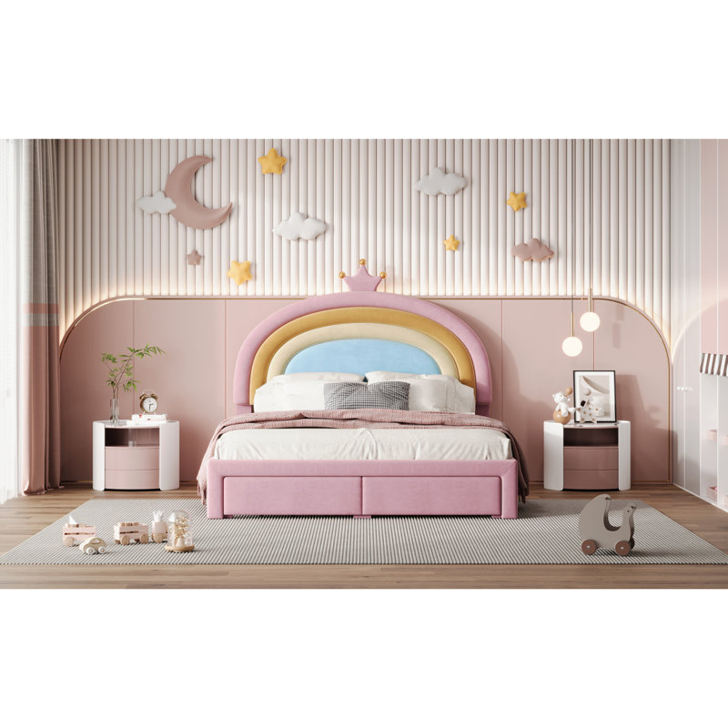 Lit plateforme luxueux en velours avec rangement caché, améliorant le confort de la chambre à coucher, Lit simple
