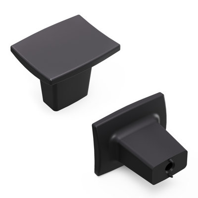 Channel Collection Rectangular Knob - 1-1/4" x 1 " Cabinet Knob Matte Black - Contemporary Hardware for Drawers & Cabinets