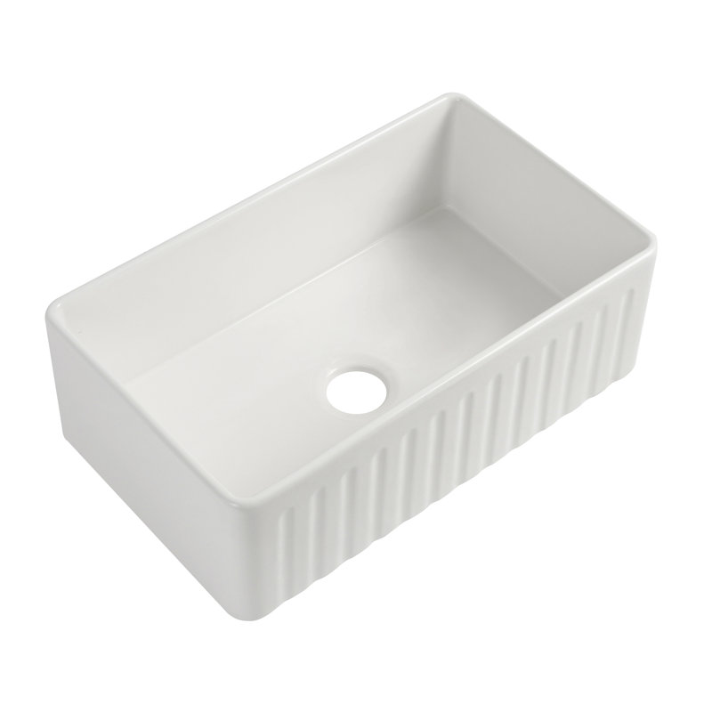 33" L X 20" W Farmhouse Kitchen Sink With Grid And Strainer