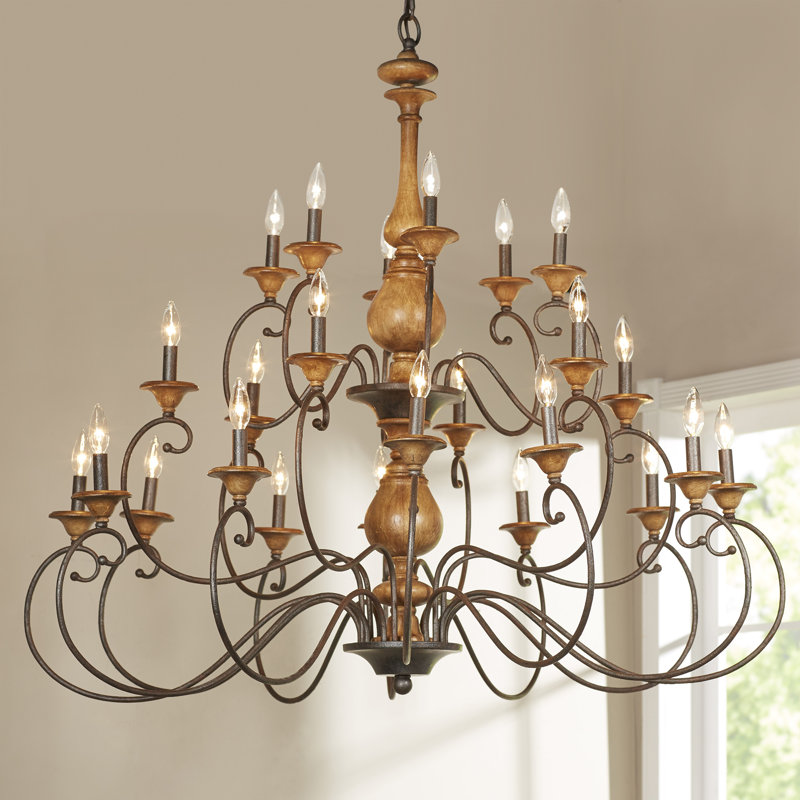 Virat 24-Light Dimmable 3-Tiered Chandelier