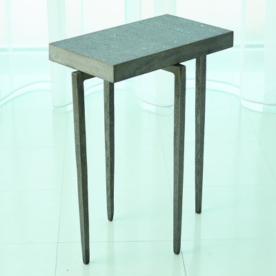 Laforge Accent Table-Natural Iron w/Flamed Granite Top