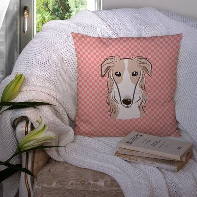 Coussin décoratif intérieur/extérieur barzoï damier