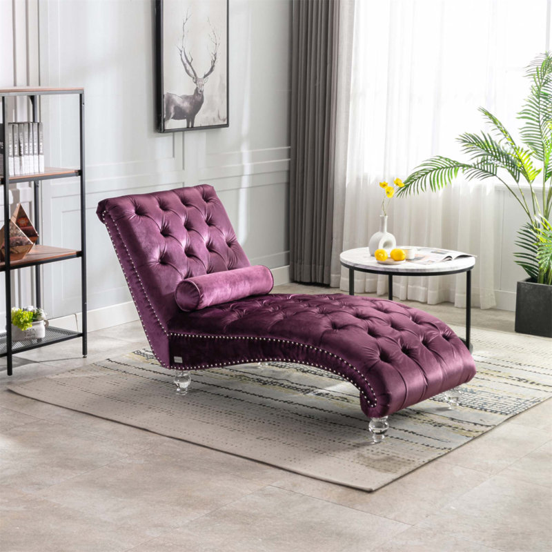 Chaise longue rembourrée Daria, Velours mauve