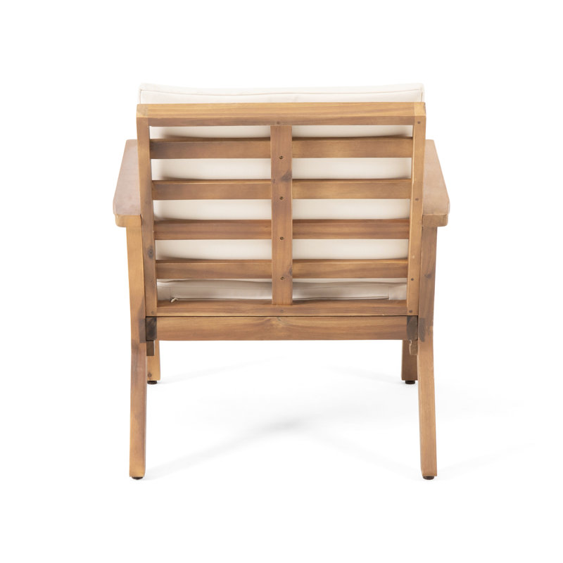 Fauteuils club d'extérieur en bois avec coussins bruns -, eau, siège à lattes ouvertes, capacité de poids de 300 lb, l 26,24 po x P 31,57 po H 2