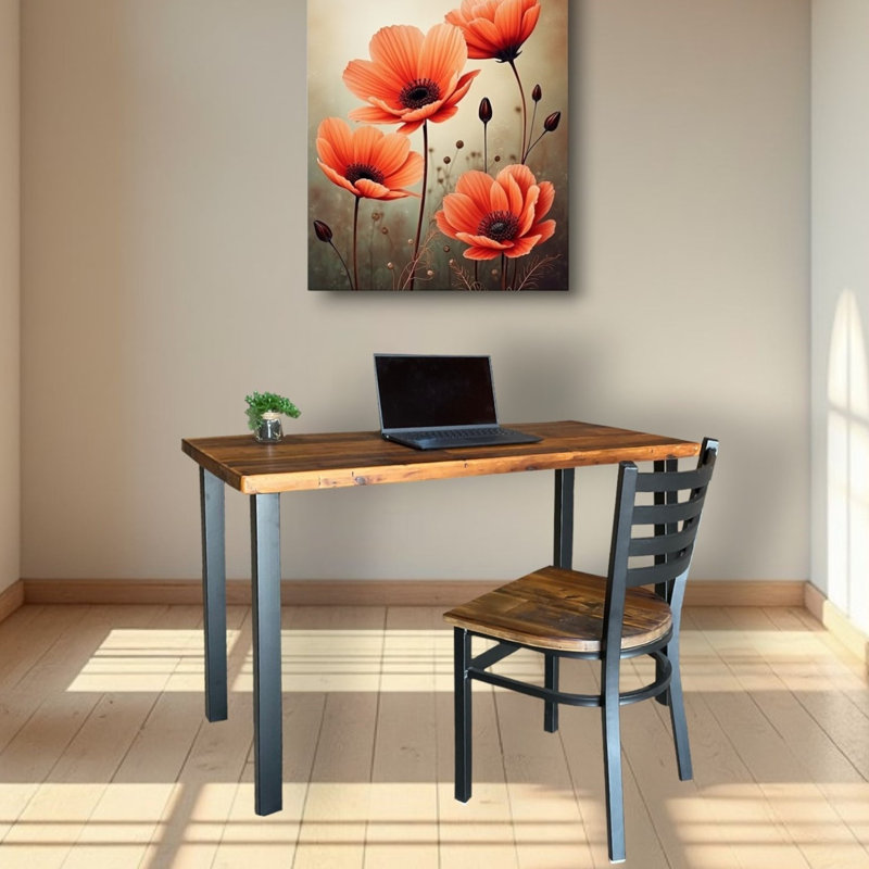 Bureau en bois récupéré, H 30 po x l 72 po x P 30 po