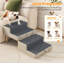 Marche-pieds convertibles gris pâle pour animaux de compagnie, rampe pliable en bois et PVC pour chiens, escalier d'intérieur antidérapant pour chiots et chats