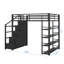 Grand lit mezzanine en métal avec unités de rangement, lit avec armoires intégrées et garde-robe
