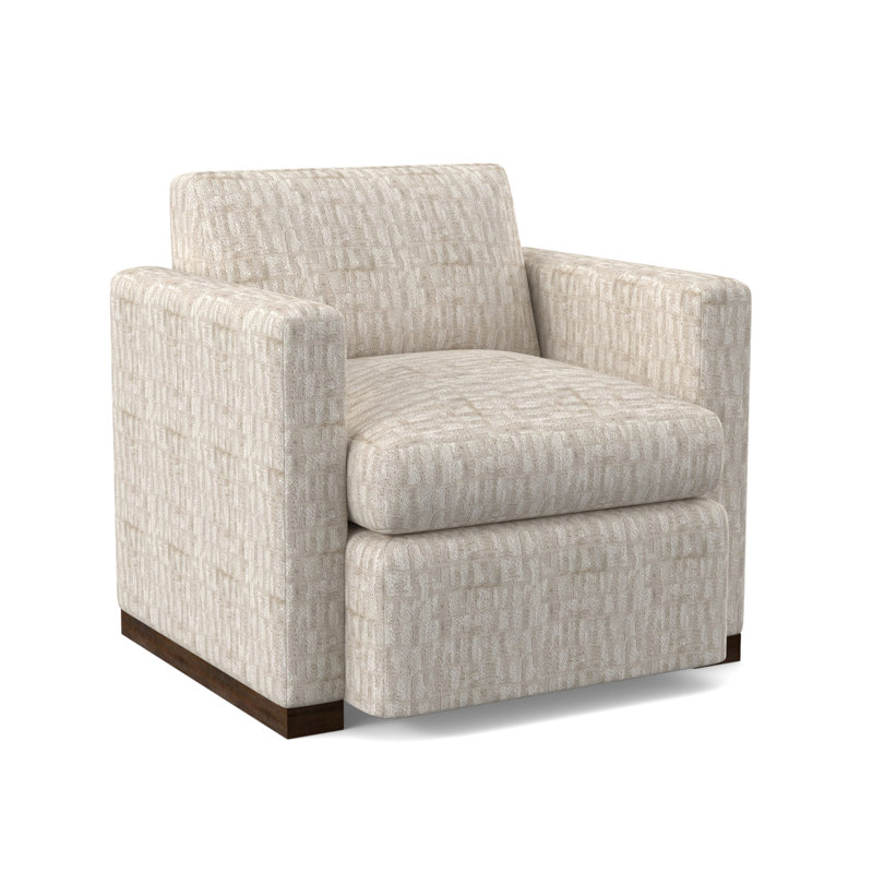 Ledger Swivel Lounge Chair, American Walnut, White Caps Fog Viscose
