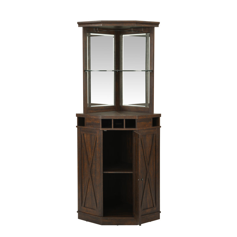 Bar d'angle avec rangement pour bouteilles de vin 72 "Adam, Acajou