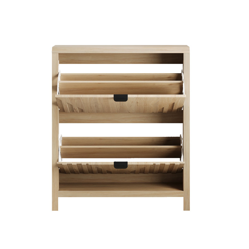 Armoire à chaussures étroite 31,5 pouces avec rangement rabattable et panneau cannelé