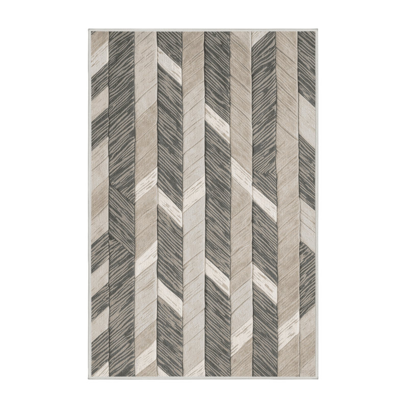 Washable Weathered wood tones Nautical Area Rug, Rectangle 3' x 5'