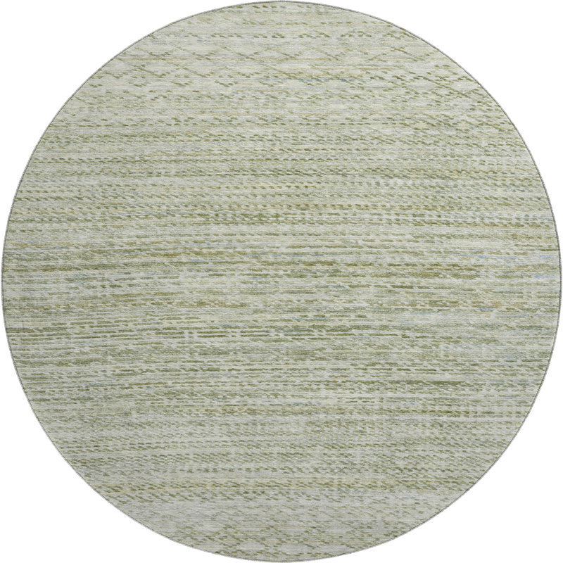 Premium Machine Washable Mayfield AMF2150 Striped Rug, Round 8', Sage