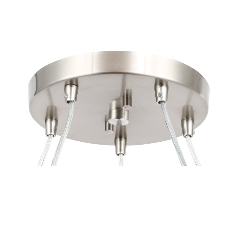 Luminaire suspendu dôme 5 lumières grappe Espalda, Rouge mosaïque, Nickel satiné