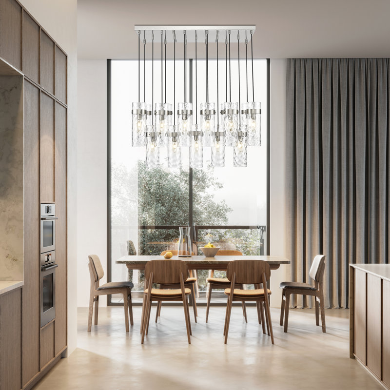 Lustre linéaire à 17 lumières Lansford, Nickel brossé