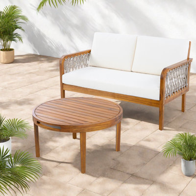 Ensembles de salle à manger de patio Comfort, corde de bois d'acacia pour la maison moderne