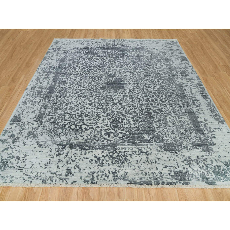 Tapis unique gris 10 pi x 10 pi Saraye
