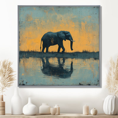 Éléphant au bord de l'eau II - éléphant, art mural