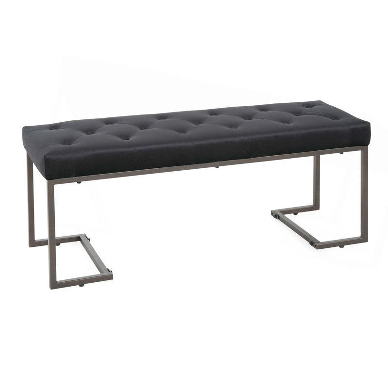 Banc rembourré capitonné, Noir