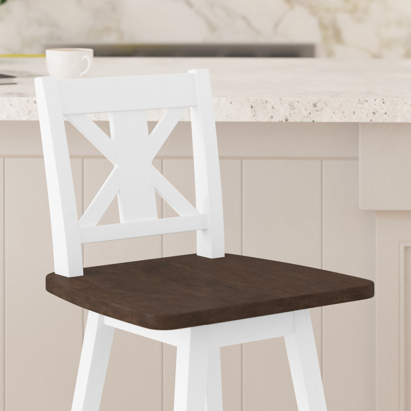 Tabouret de bar et de comptoir Bakersville, Blanc délavé, Tabouret de comptoir (siège d'une hauteur de 24 p