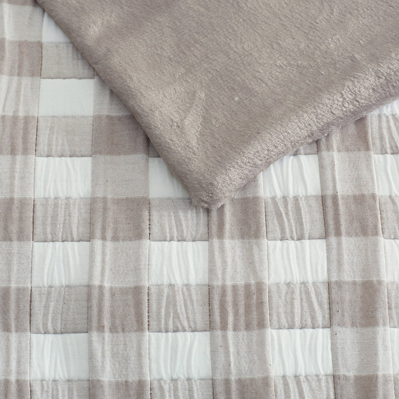 Martha Stewart Printerd Cotton Reversible Throw Blanket, Gingham Brown