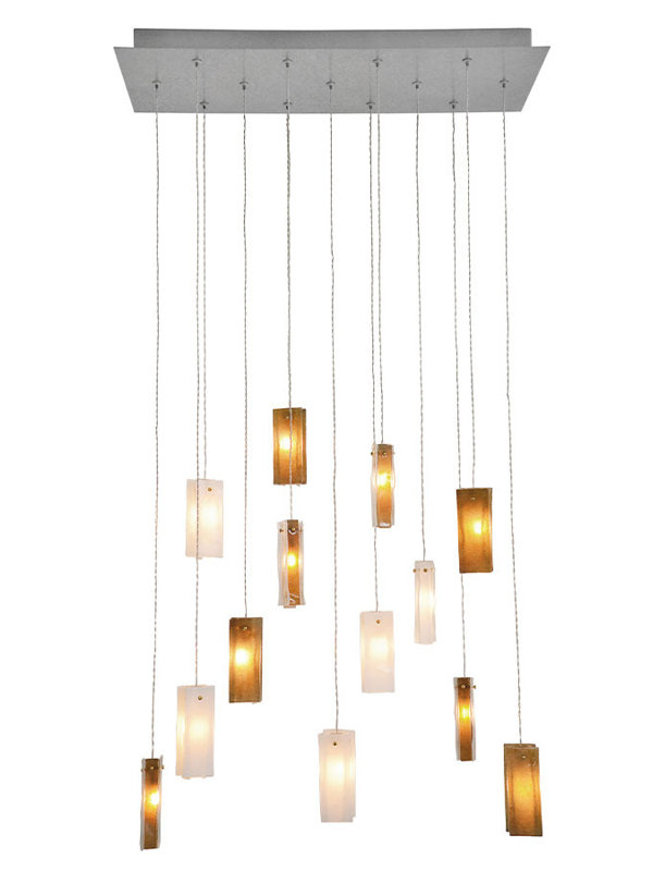 LED Pendant, 48" H x 30" W x 12" D, Amber, 19