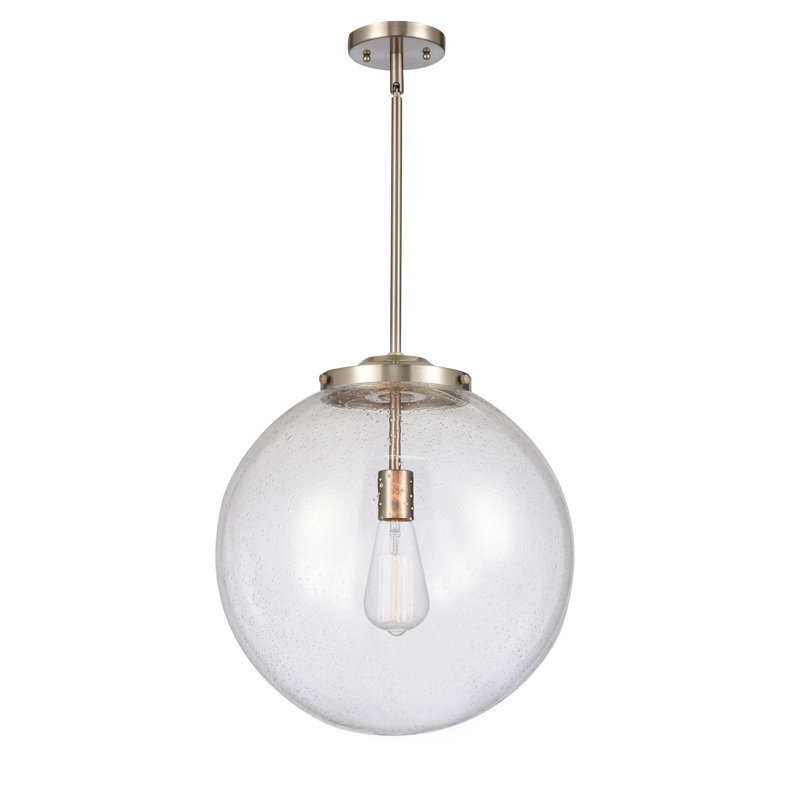Luminaire suspendu sphère 1 lumière Frederick, Nickel satiné brossé