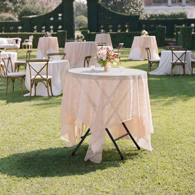 32In. Black Plastic Round Folding Table