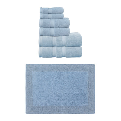Ensemble de serviettes de bain 100% coton Buariki Collection et tapis de bain 1 pièce réversible