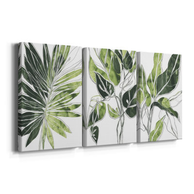 Expressive Palm I  -Custom Wrapped Gallery Canvas - 3 Pieces