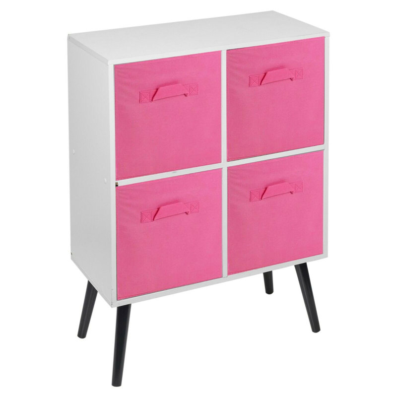 Lizzy 82cm H x 60cm W Wood Standard Bookcase, White/Dark Pink/Black