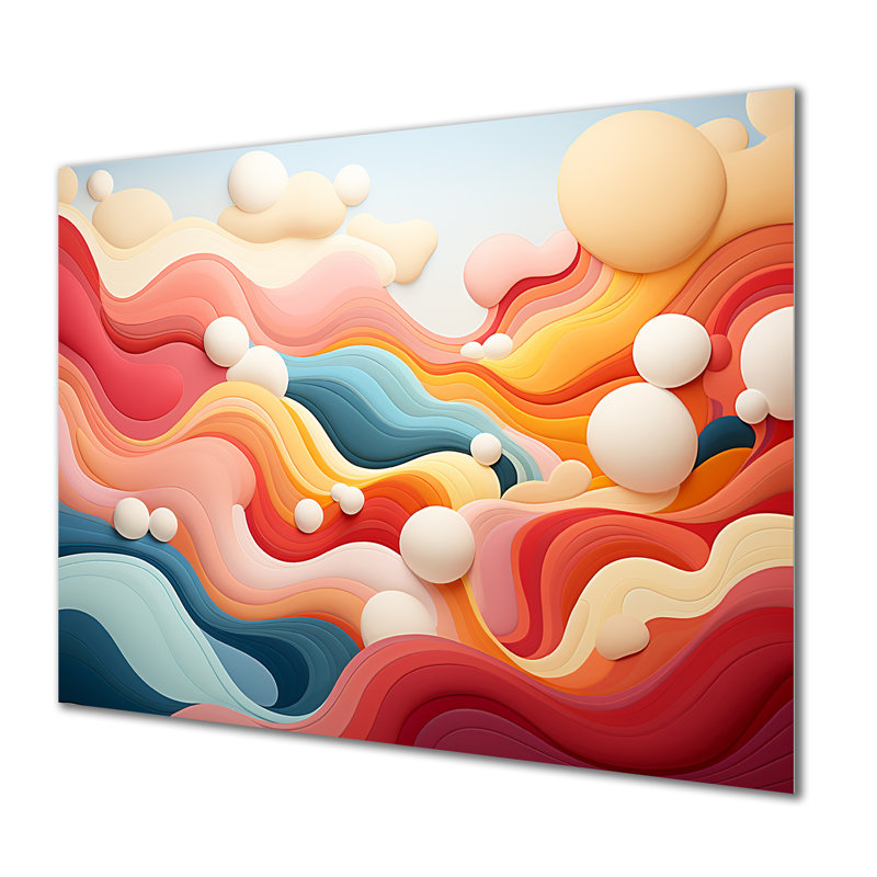 «Colorful Fantasy Mountain Landscape II - Abstract», reproduction d'art murale en métal MT137057, H 16 po x l 32 po x P 1 po
