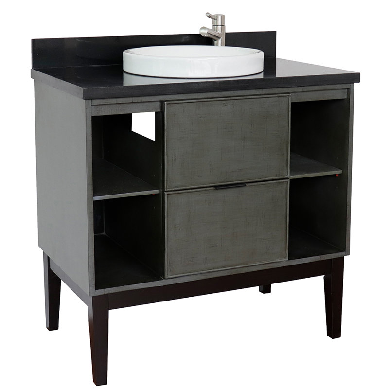 37'' Single Bathroom Vanity with Top, Black Galaxy