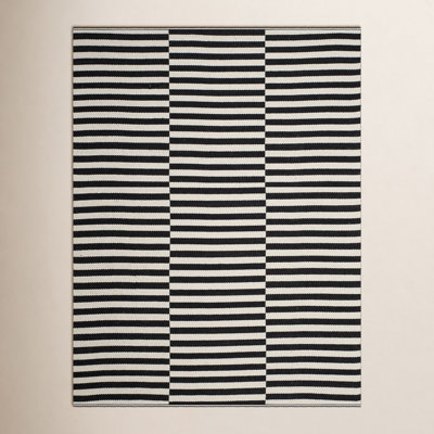Ilona Ivory Black Striped Cotton Rug