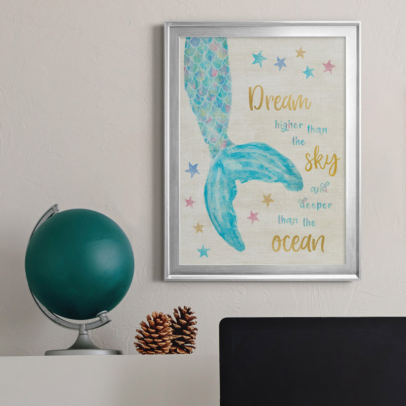 «Mermaid Dream», art textuel sur toile, H 22,5 po x l 30,5 po x P 1,5 po, Argent