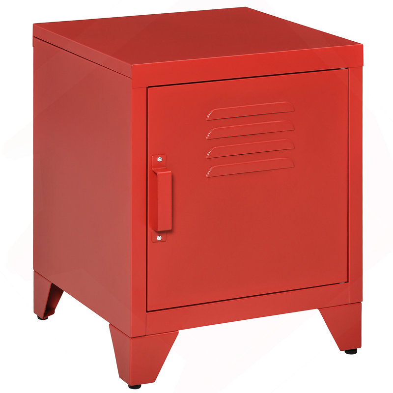 Table de bout industrielle, table d'appoint de salon avec porte de style casier et tablette réglable