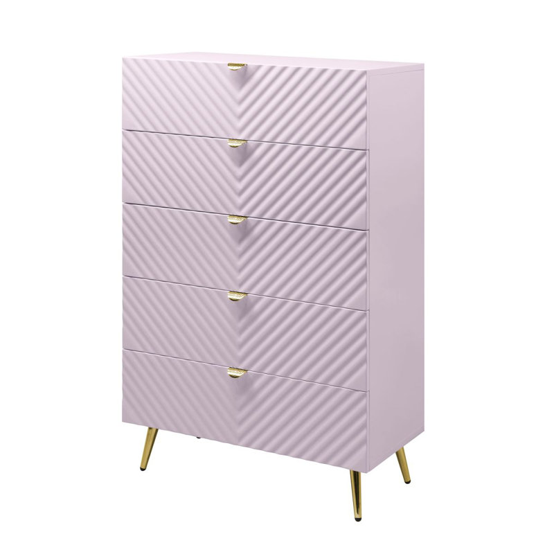 Commode haute brillance, commode rose