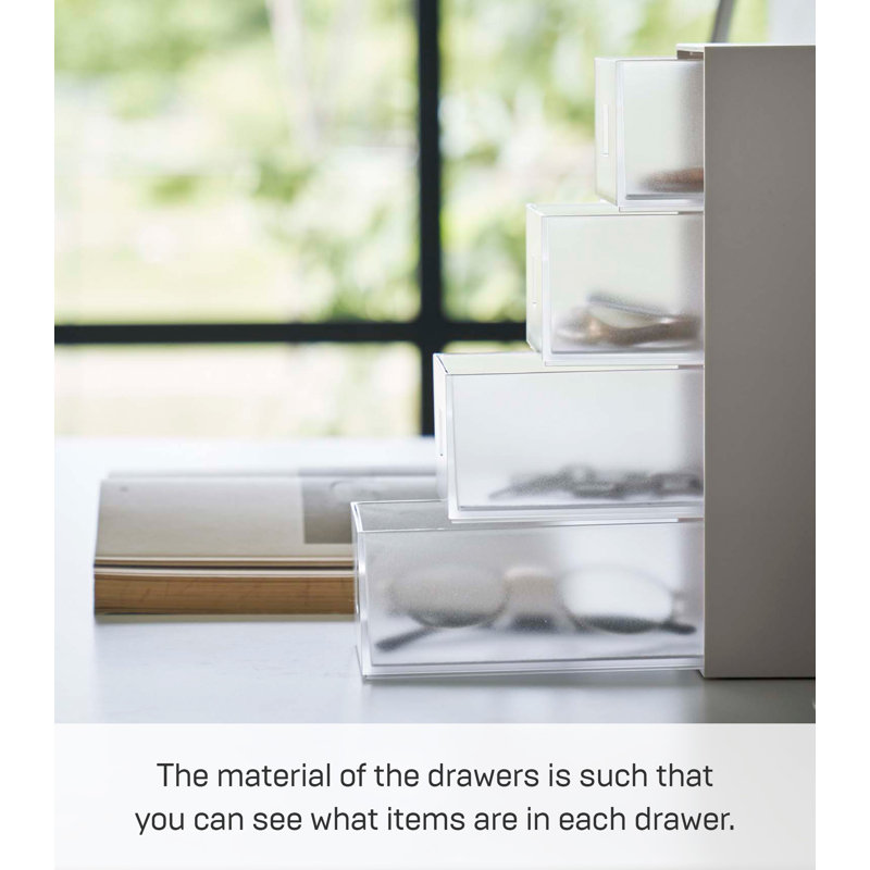 White 4-Tier Rectangular Plastic Jewelry Organizer