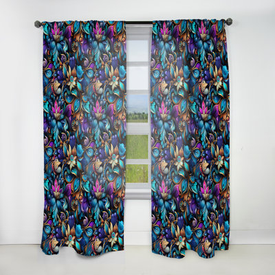 Moroccan Dream Boho Pattern III - Floral Curtain - Velvet Room Darkening - 1 panel